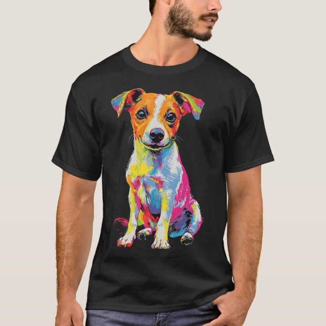 Camiseta Jack Russell Terrier Dog Motif Pet Art Jack Russel (Frente)