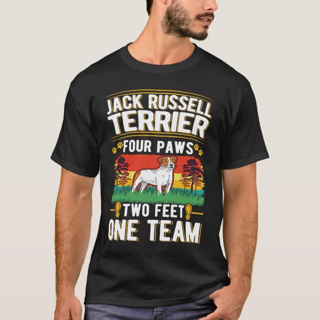 Camiseta Jack Russell Terrier four paws two feet one team (Frente)