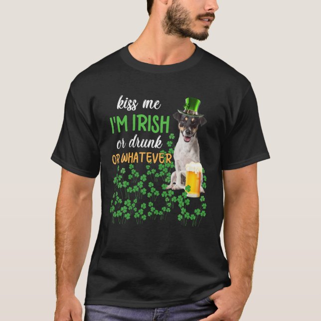 Camiseta Jack Russell Terrier me beijou sou irlandês ou Beb (Frente)