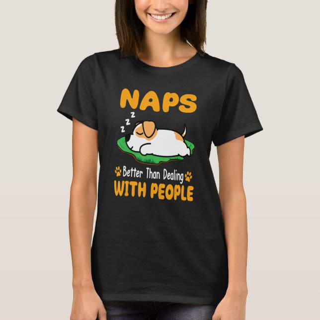 Camiseta Jack Russell Terrier Naps Melhor Do Que Lidar Com (Frente)