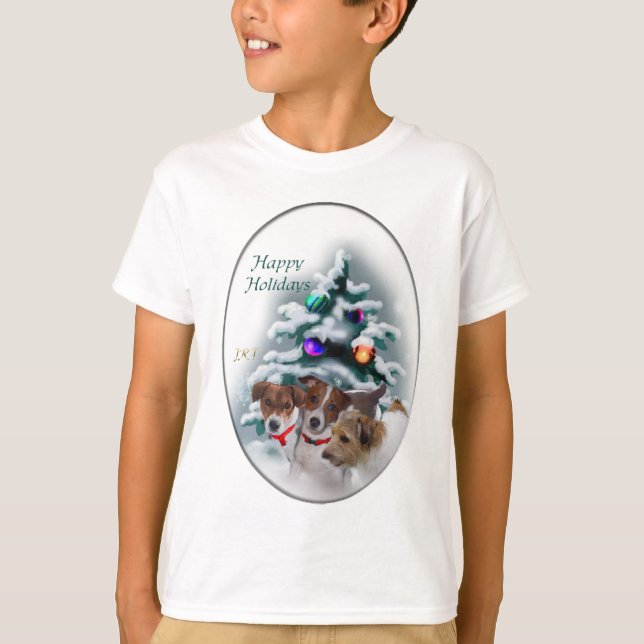 Camiseta Jack Russell Terrier presentes de Natal (Frente)