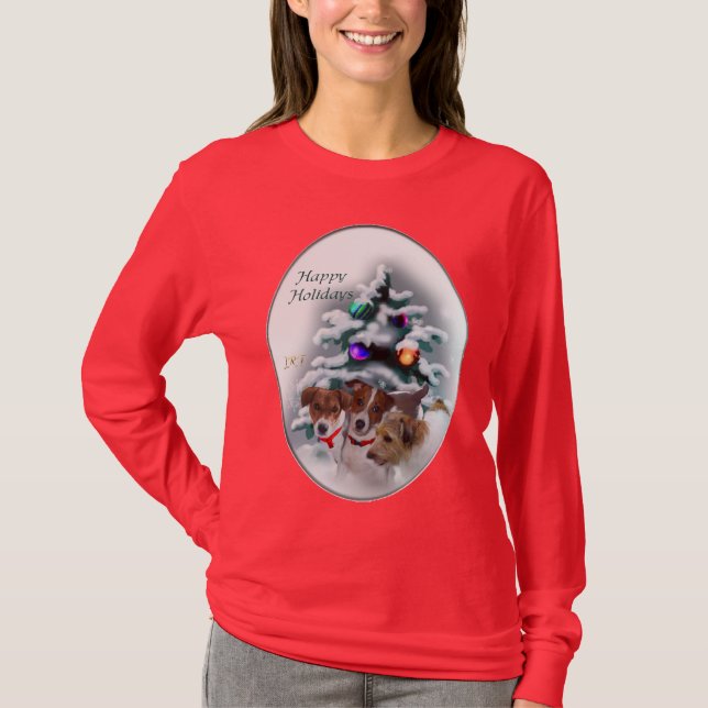 Camiseta Jack Russell Terrier presentes de Natal (Frente)