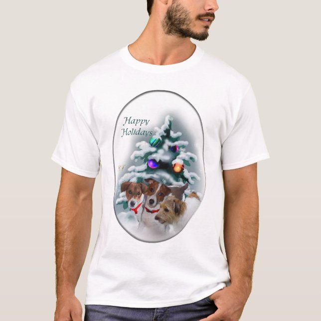 Camiseta Jack Russell Terrier presentes de Natal (Frente)