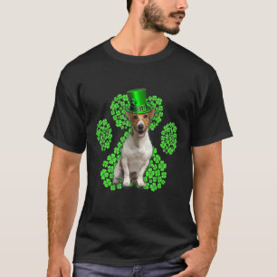 Camiseta Jack Russell Terrier Shamrock Paw Clovers Rua Patr
