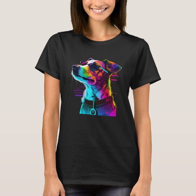 Camiseta Jack Russell Terrier Synthwave 1 (Frente)