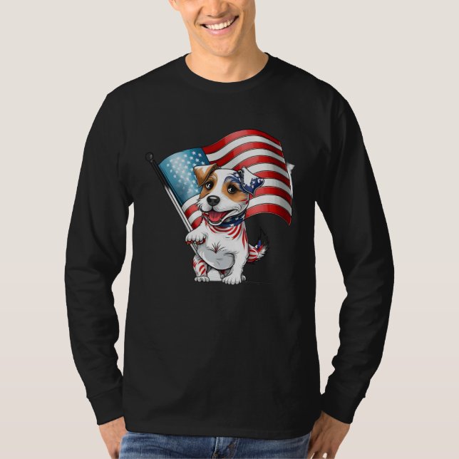 Camiseta Jack Russell Terrier USA Flag (Frente)