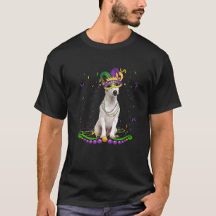 Camiseta Jack Russell Vestindo o Carnaval Mask Mardi Gras D