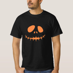 Camiseta Jack Skellington Rosto de Abóbora Sorriso Costurad