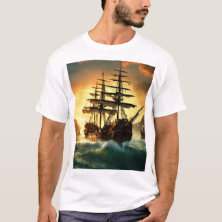 Camiseta Jack Sparrow boat Navegando no Ouro Horizon"