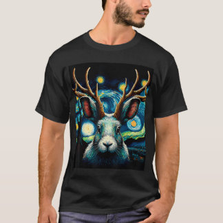 Camiseta Jackalope Under Starry Night Sky Art Christmas fri