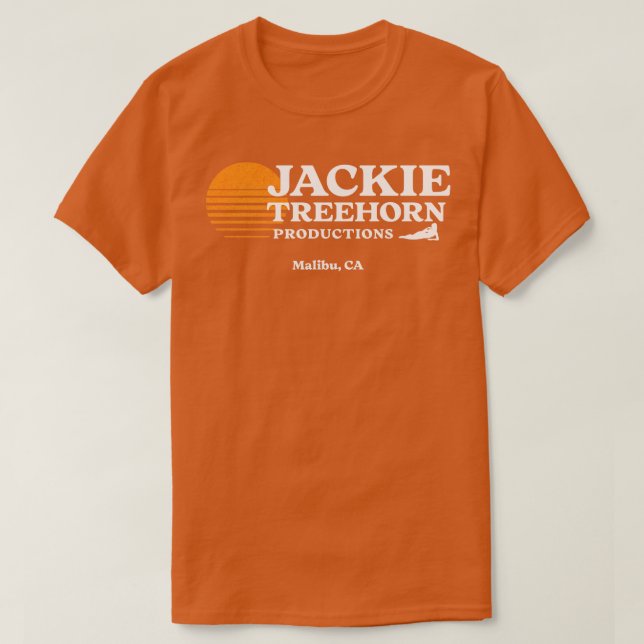Camiseta Jackie Treehorn Productions Malibu CA (Frente do Design)