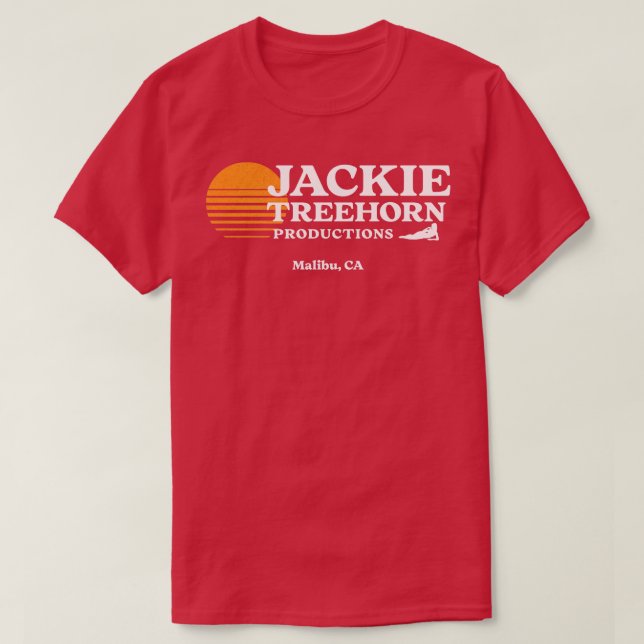 Camiseta Jackie Treehorn Productions Malibu CA (Frente do Design)