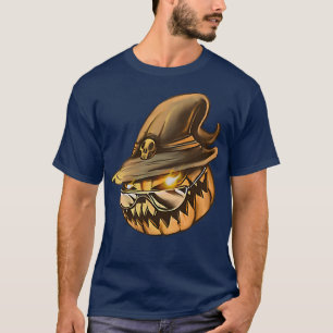 Camiseta JackoLanterna Vestindo Óculos-Sol Estranho Pumpk L