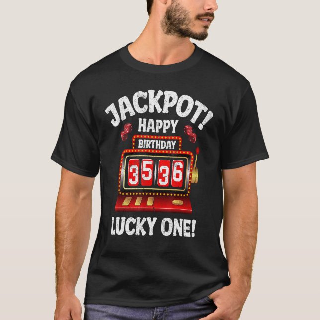 Camiseta Jackpot Happy 36º aniversário festas de festas do  (Frente)