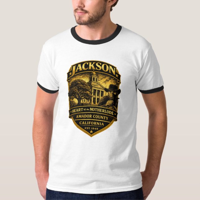 Camiseta Jackson, California – Historic Crest design (Frente)