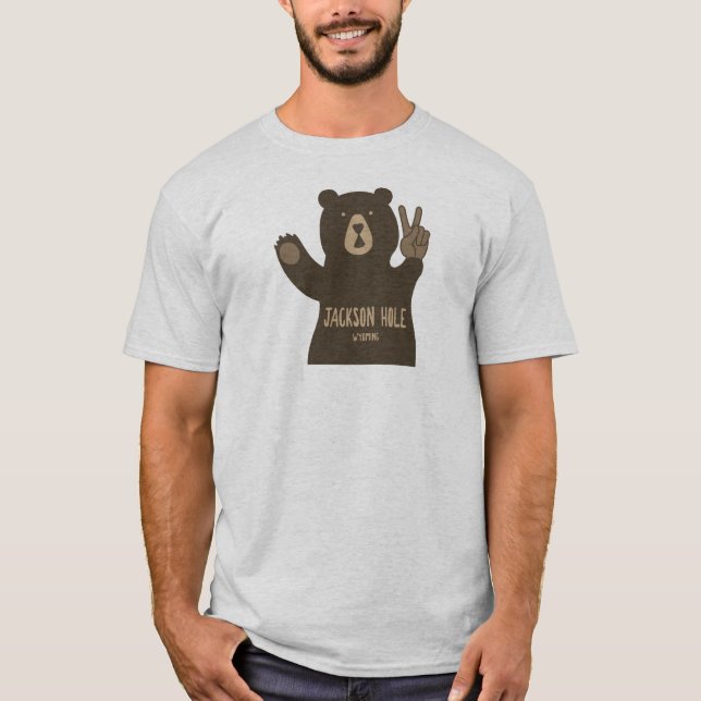 Camiseta Jackson Hole Wyoming Peace Bear (Frente)