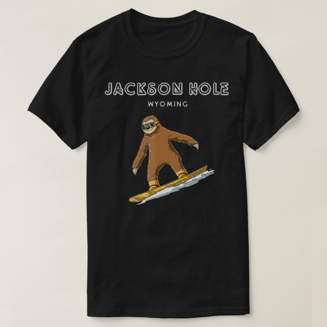 Camiseta Jackson Hole Wyoming Sloth Snowboard Gift (Frente do Design)
