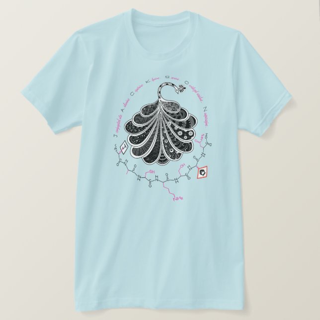 Camiseta JACKSON peptide, peacock w/ custom text, light (Frente do Design)