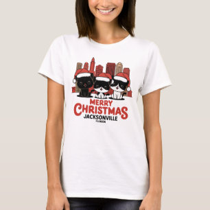 Camiseta Jacksonville City Florida Feliz Natal Cats EUA