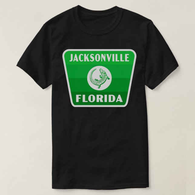 Camiseta Jacksonville Florida Retro Gator Crachá Green (Frente do Design)