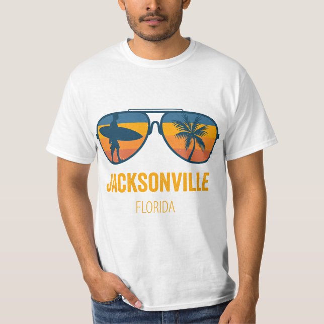 Camiseta Jacksonville Florida Surfer Sunset Vacation Souven (Frente)