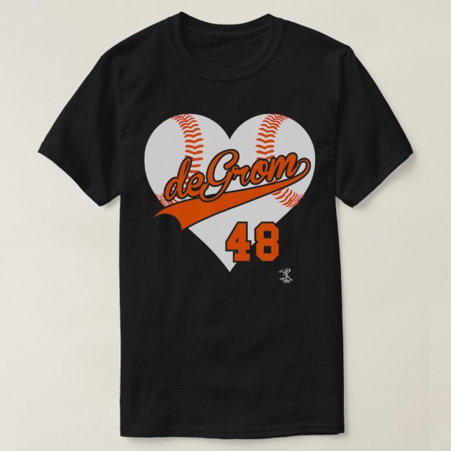 Camiseta Jacob deGrom Coração de Beisebol Gameday (Frente do Design)