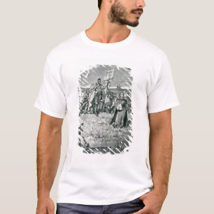 Camiseta Jacques Cartier que setting-up uma cruz em Gaspe