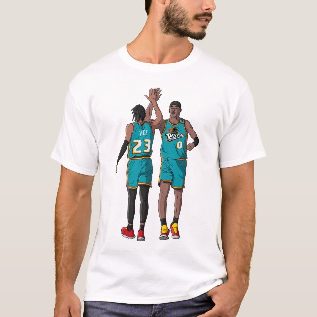 Camiseta Jaden Ivey e Jalen Duren - Basquete de Detroit (Frente)