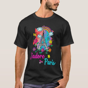 Camiseta Jadore Paris Eiffel Tower Rainbow Flowers E Bumbun