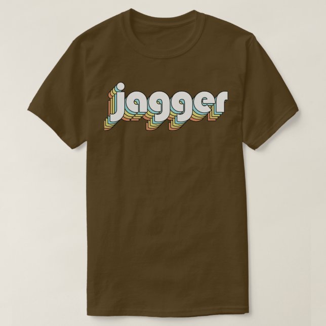 Camiseta Jagger Retro Rainbow Tipografia Estilo Desvanecido (Frente do Design)