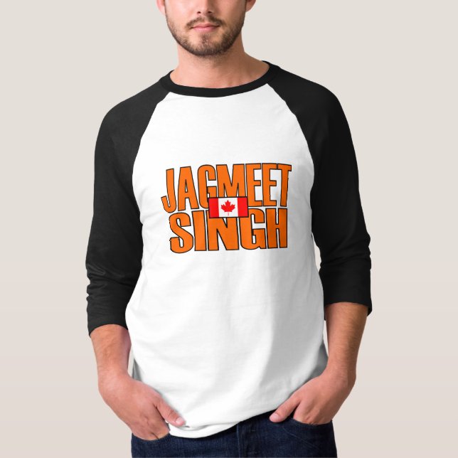 Camiseta Jagmet Singh Orange Block Text Flag Canadense (Frente)
