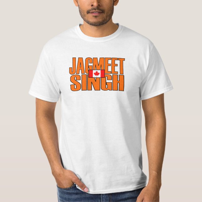 Camiseta Jagmet Singh Orange Block Text Flag Canadense (Frente)
