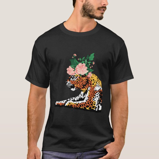 Camiseta Jaguar Flower Floral Wild Cat Animal Legal Lov (Frente)