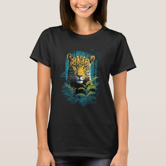 Camiseta Jaguar In Jungle Big Cat  Print Graphic Design (Frente)
