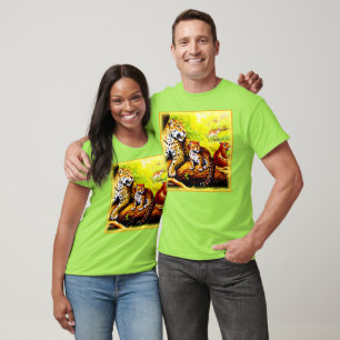 Camiseta Jaguar Mãe e Cubs Relaxando na Selva. Comprar Agor