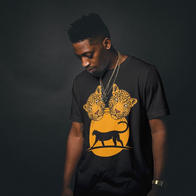 Camiseta Jaguar Twin Cat Head Sunrise Men Black (Criador carregado)