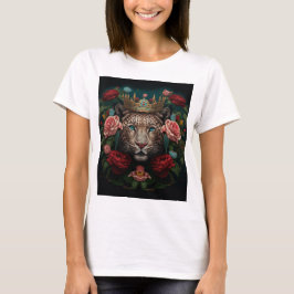 Camiseta Jaguar with Crown in Flowers Painting             