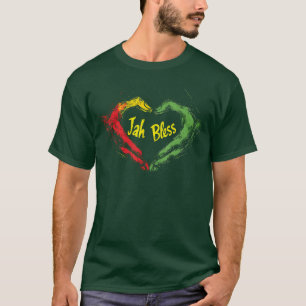 Camiseta Jah Abençoar Rasta Música Reggae Mão Coração Rasta