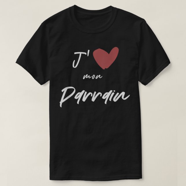 Camiseta J'aime Mon Parrain Gift Men Mulheres Crianças Filh (Frente do Design)