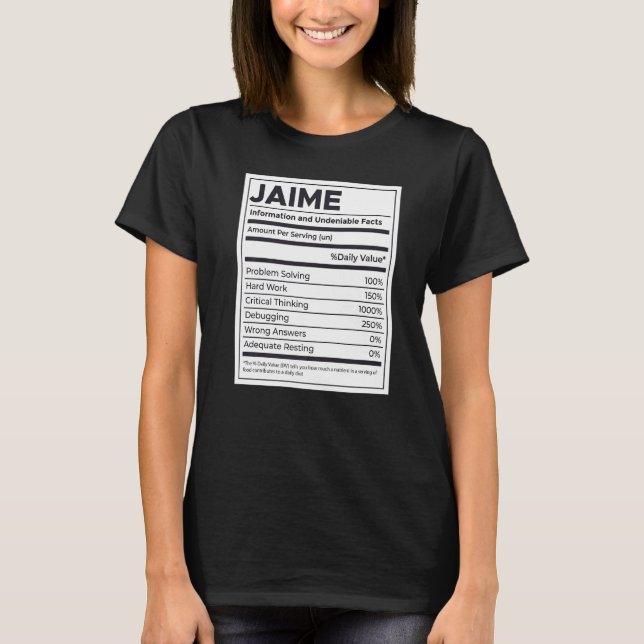 Camiseta Jaime Nutrition Information Problem Solving Duro W (Frente)