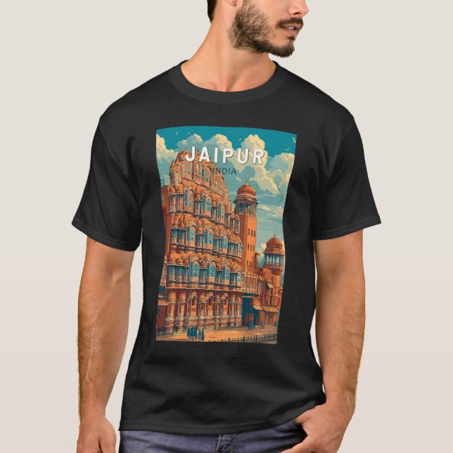 Camiseta Jaipur India Illustração Viagem Art Vintage (Frente)