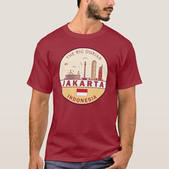 Camiseta Jakarta Indonesia Skyline Emblem (Frente)