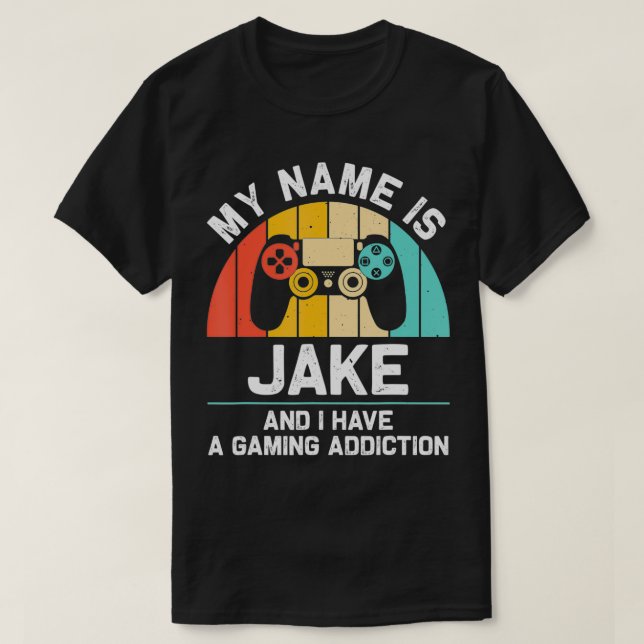 Camiseta JAKE Gift Name Personalized Funny Gaming Geek Birt (Frente do Design)