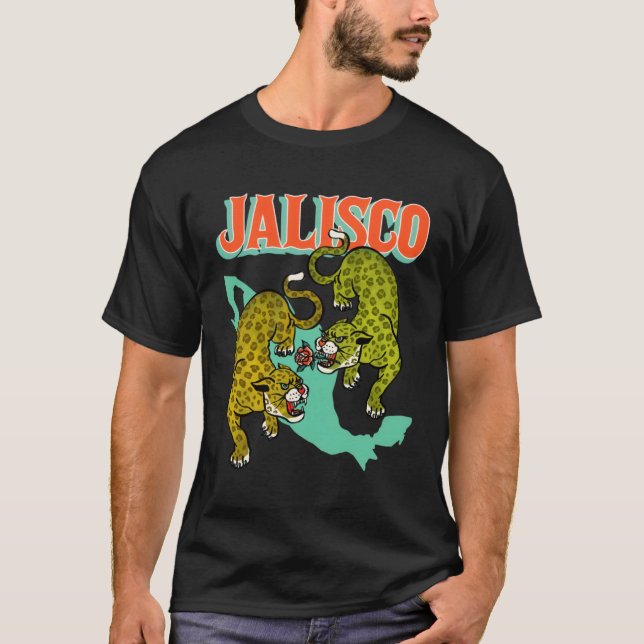 Camiseta Jalisco Mexico Jaguar Cat World Viagem do México (Frente)