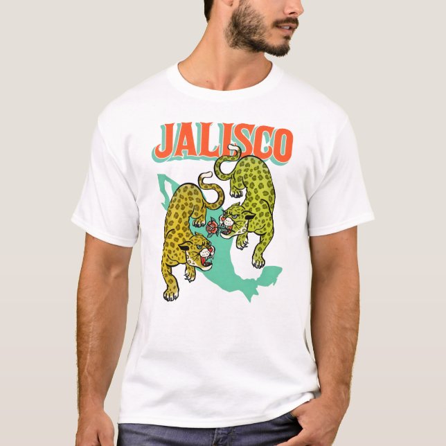Camiseta Jalisco, México Jaguars & Rosa World Viagem Shirt (Frente)