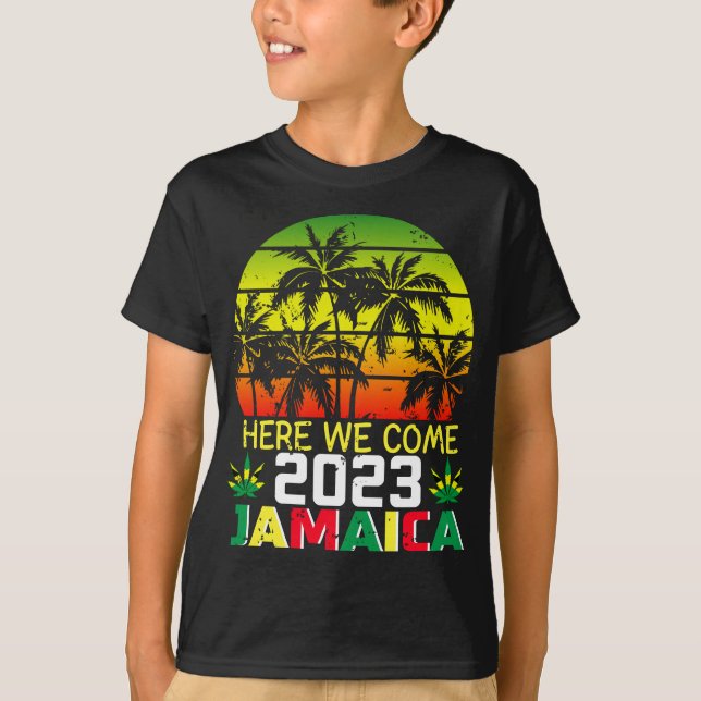 Camiseta Jamaica 2023 Aqui Vimos T-Shirt Rapaz (Frente)