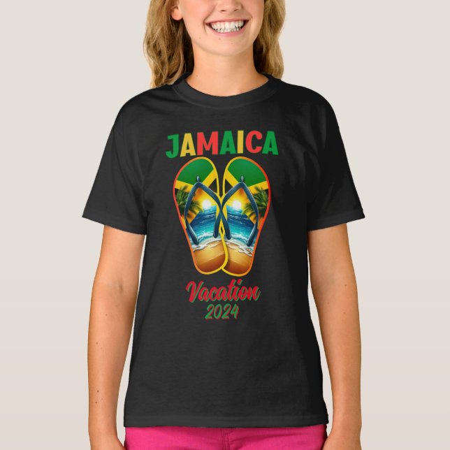 Camiseta Jamaica 2024 Sacudir Flop Vacation Tropical Beach (Frente)