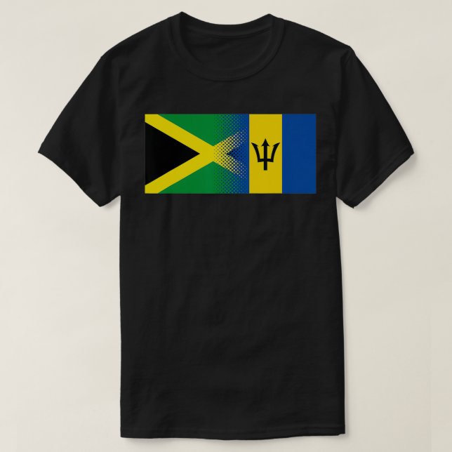 Camiseta Jamaica Barbados Sinalizador Half Jamaican Half Ba (Frente do Design)