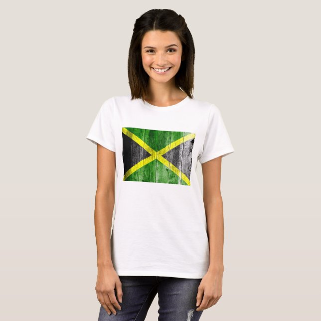 Camiseta Jamaica Flag Grungy Distress Conselho (Frente Completa)