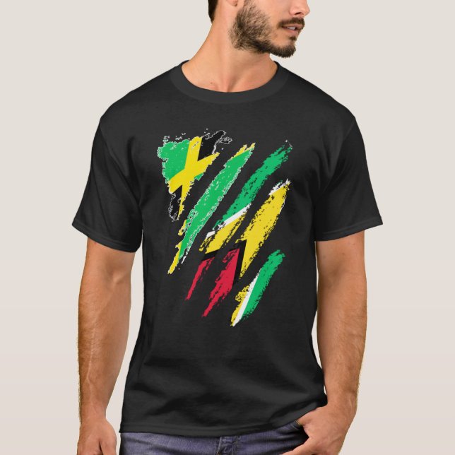 Camiseta Jamaica Flag Guyana Cultivou Greve de País Patriót (Frente)